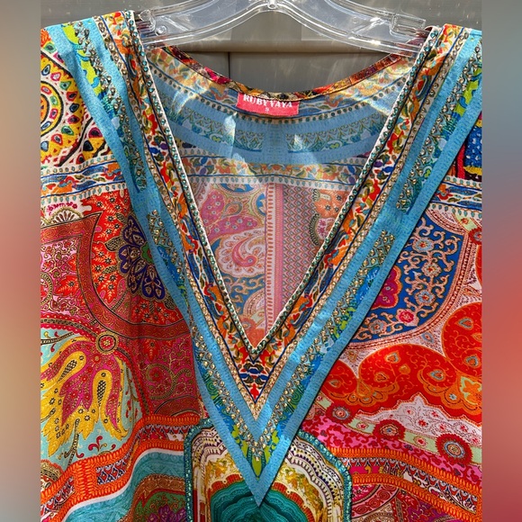 RUBY YAYA Rhinestones Unique Kimono Kaftan Dress Size S - Picture 3 of 8